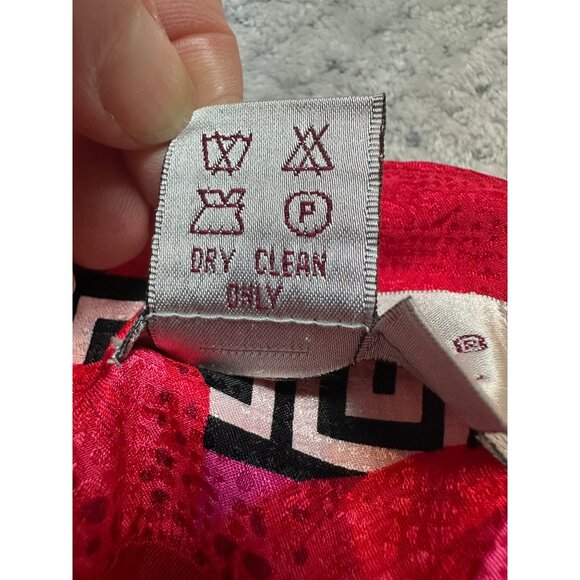 Vintage 100% Silk Floral Patterned Button Up Light Soft Jacket Vibrant Pink Gold - Picture 12 of 15